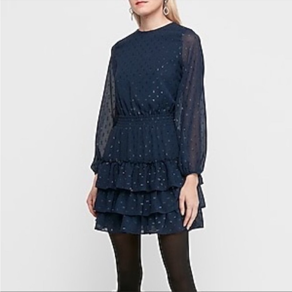 Flash sale!!! Express Navy Tiered Ruffle Dress